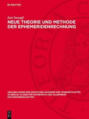 cover image of Neue Theorie und Methode der Ephemeridenrechnung
